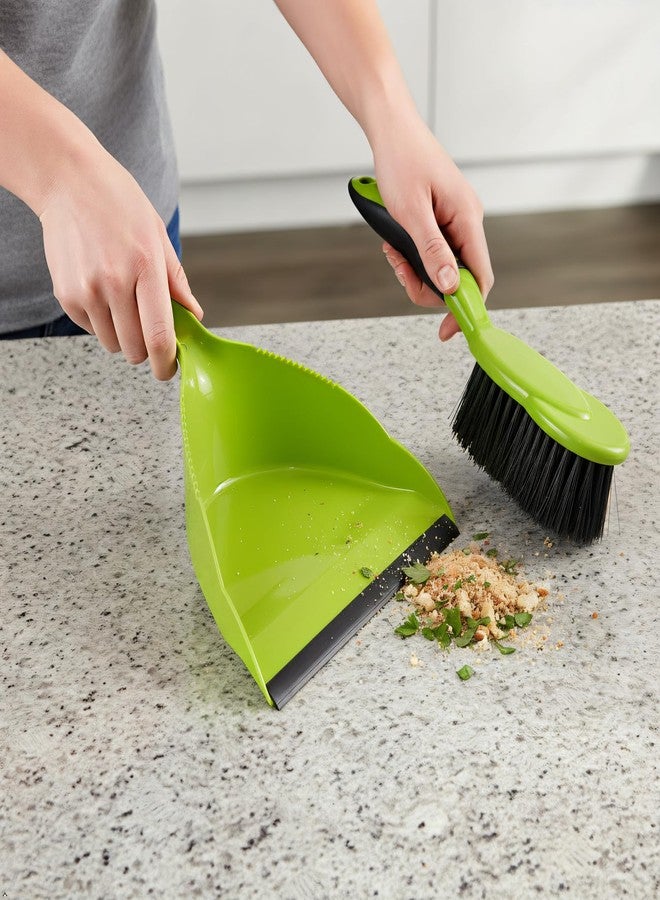 BAOYINGTE Dust Pan, Dustpan and Brush Set, Hand Broom and Dustpan Set, Small Dustpan and Brush Set, Mini Broom for use on Kitchen Floors, Tables, and Animal Cages Cleaning.（Green） - Image 2