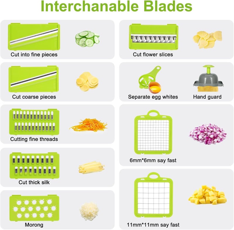 AP SALES Vegetable Chopper-Pro Onion Chopper&Potato Peeler 14 in 1 Multifunctional Food Chopper, Kitchen Vegetable Slicer Dicer Cutter, Veggie Chopper with 8 Blades, Fruits Chopper (Chopper) - Image 5