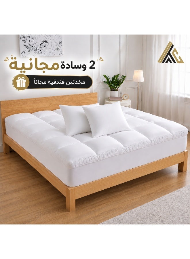 Arabian Threads Luxurious Hotel Mattress Topper 14 cm height +2 Microfiber Pillows - Image 1