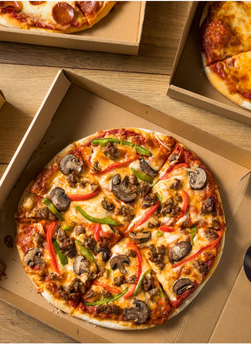YASHTECH Eco friendly Disposable 23 x 23cm Kraft Brown Pizza Boxes 100 Pcs  - Image 4