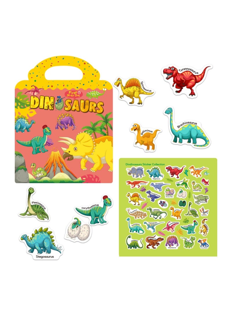 Captaintech Reusable Sticker Books for Kids Dinosaur Toys Sticker Book Toys for 1 2 3 5 Year Old Boy Girl Gifts Reusable Static Sticker Learning Toys for Toddlers Great Birthday Gift - Image 4