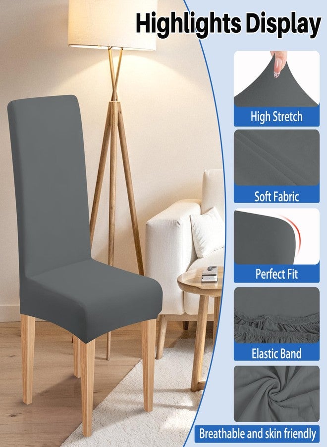 Dioxide High Stretch Chair Covers for Dining Chairs, Removable Washable Dining Chair Covers Set of 6, Soft Kitchen Chairs Seat Covers Protectors for Home Party Hotel Restaurant Banquet - Image 5