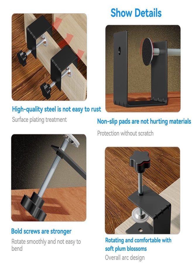 JEEJINYAN® 4 Pcs C Clamps, Drawer Front Installation Clamps, Cold-Rolled Steel Clamps for Woodworking, Can Be Used as Door Installation Tools and Cabinet Tools, Black - Image 4