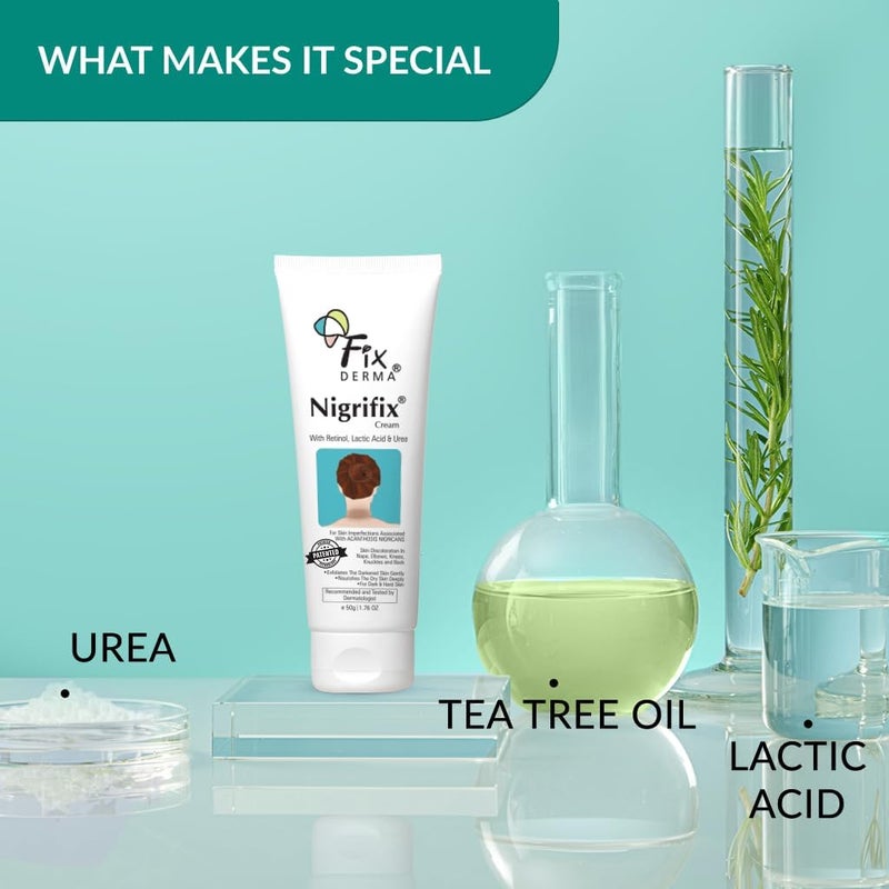 FIXDERMA كريم فيكسرما نيجريفيكس لعلاج الأكثنوز الأسود مع حمض اللاكتيك - مختبر من قبل أطباء الجلدية - كريم ريتينول للأجزاء الداكنة من الجسم مثل الرقبة والكاحلين والمفاصل والإبطين والفخذين والمرفقين - مقشر - 50 جرام - Image 3