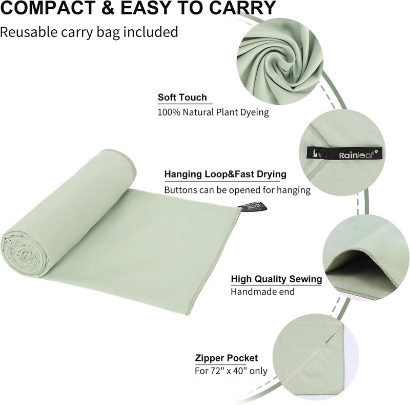 Rainleaf Microfiber Towel Perfect Travel & Gym & Camping Towel. Quick Dry - Super Absorbent - Ultra Compact - Lightweight. Suitable for Trip, Beach, Shower, Backpacking, Pool - Image 3