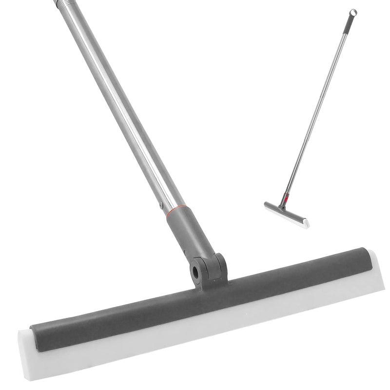 FAYINA Premium DualBlade Floor  Window Foam Squeegee 1375 Inches with Stainless Steel Handle Extendable up to 56 Inches for Smooth Surfaces