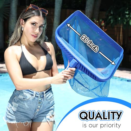 Stargoods Pool Skimmer Net, Heavy Duty Leaf Rake Cleaning Tool, Fine Mesh Net Bag Catcher Blue - Image 3