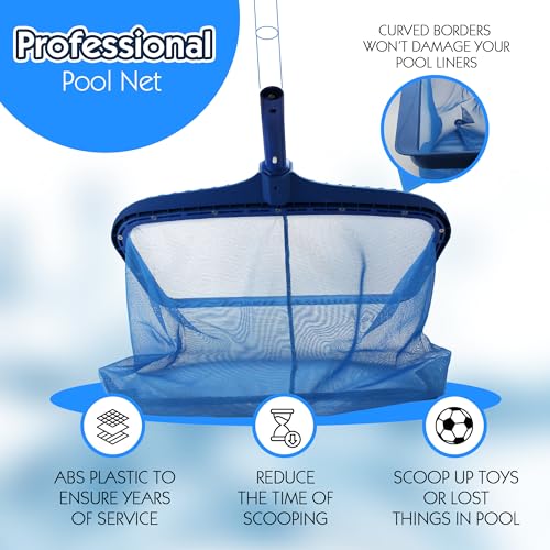 Stargoods Pool Skimmer Net, Heavy Duty Leaf Rake Cleaning Tool, Fine Mesh Net Bag Catcher Blue - Image 4