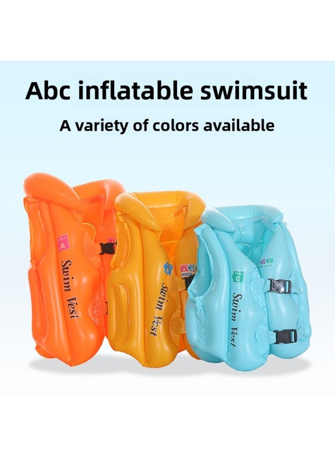Loquat Inflatable ABC Swimsuit Thickened PVC Buoyancy Vest Swimming Leak-proof Children's Life Jacket Swimming Vest Manufacturers-Color:Yellow- - Image 2