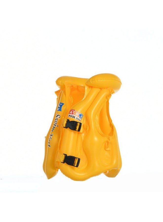 Loquat Inflatable ABC Swimsuit Thickened PVC Buoyancy Vest Swimming Leak-proof Children's Life Jacket Swimming Vest Manufacturers-Color:Yellow- - Image 1