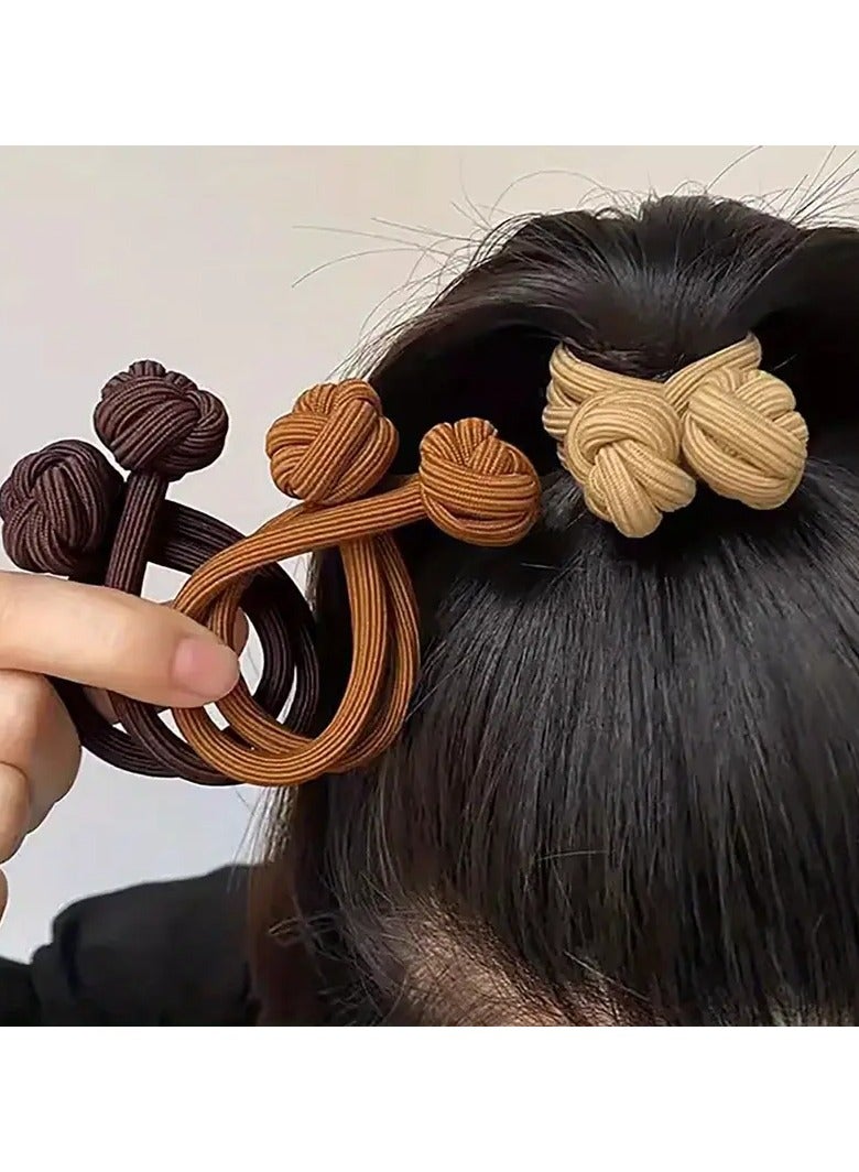 Goolsky 3pcs Solid Color Knotted Hair Tie Hair Rope Ponytail Holder Hair Accessories For Female - Image 1
