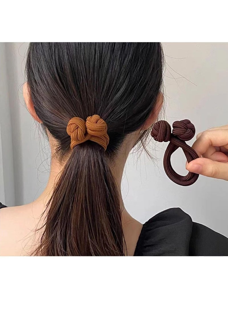 Goolsky 3pcs Solid Color Knotted Hair Tie Hair Rope Ponytail Holder Hair Accessories For Female - Image 2