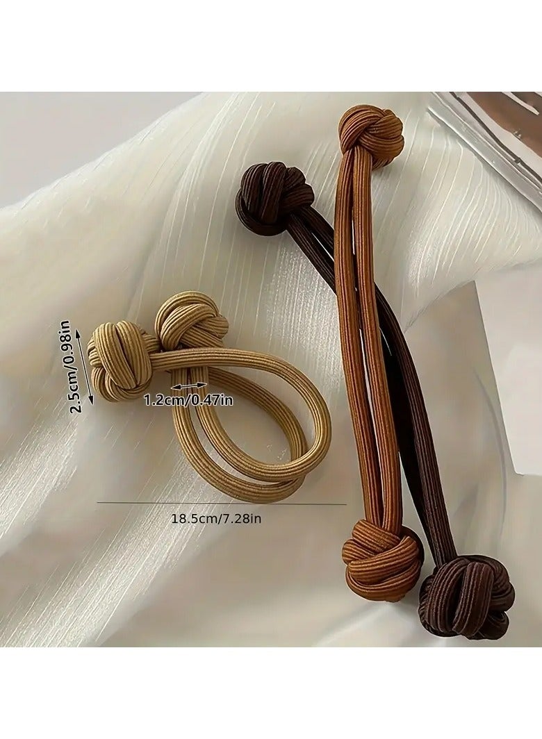 Goolsky 3pcs Solid Color Knotted Hair Tie Hair Rope Ponytail Holder Hair Accessories For Female - Image 3