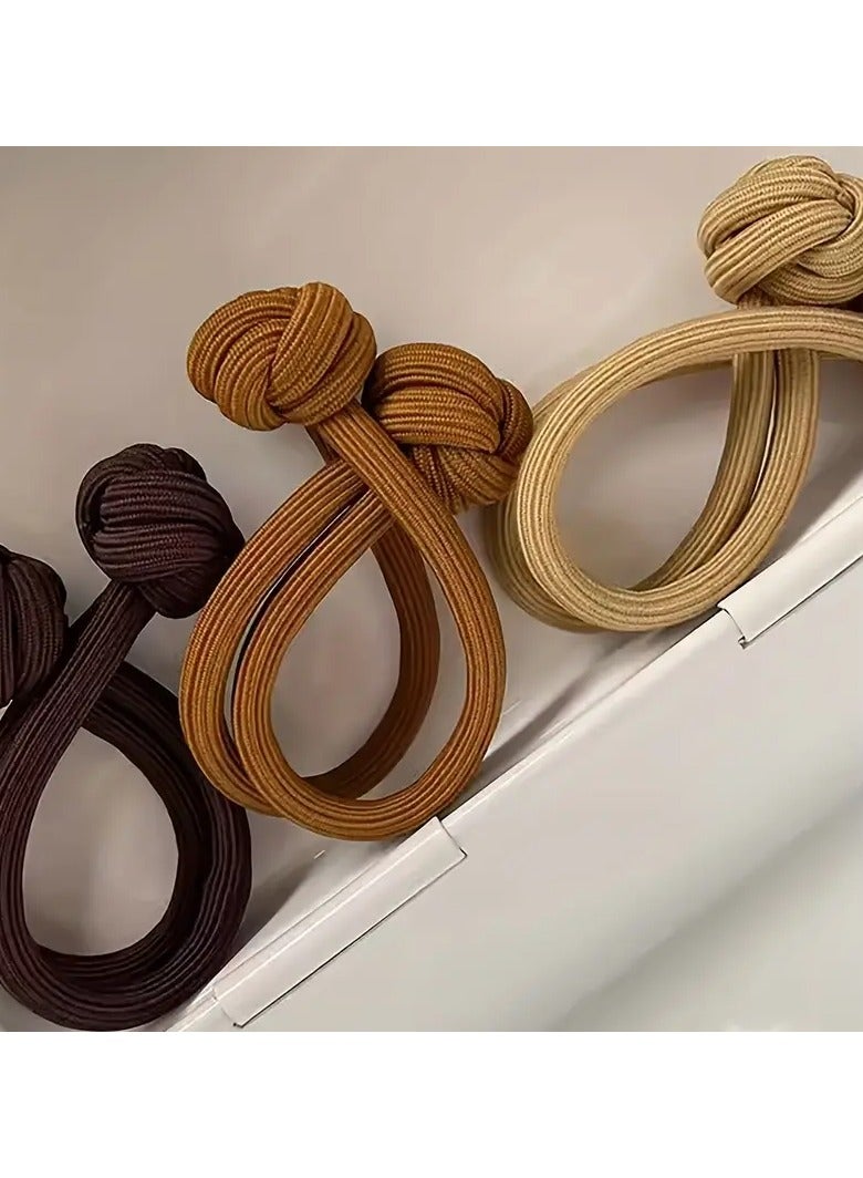 Goolsky 3pcs Solid Color Knotted Hair Tie Hair Rope Ponytail Holder Hair Accessories For Female - Image 5