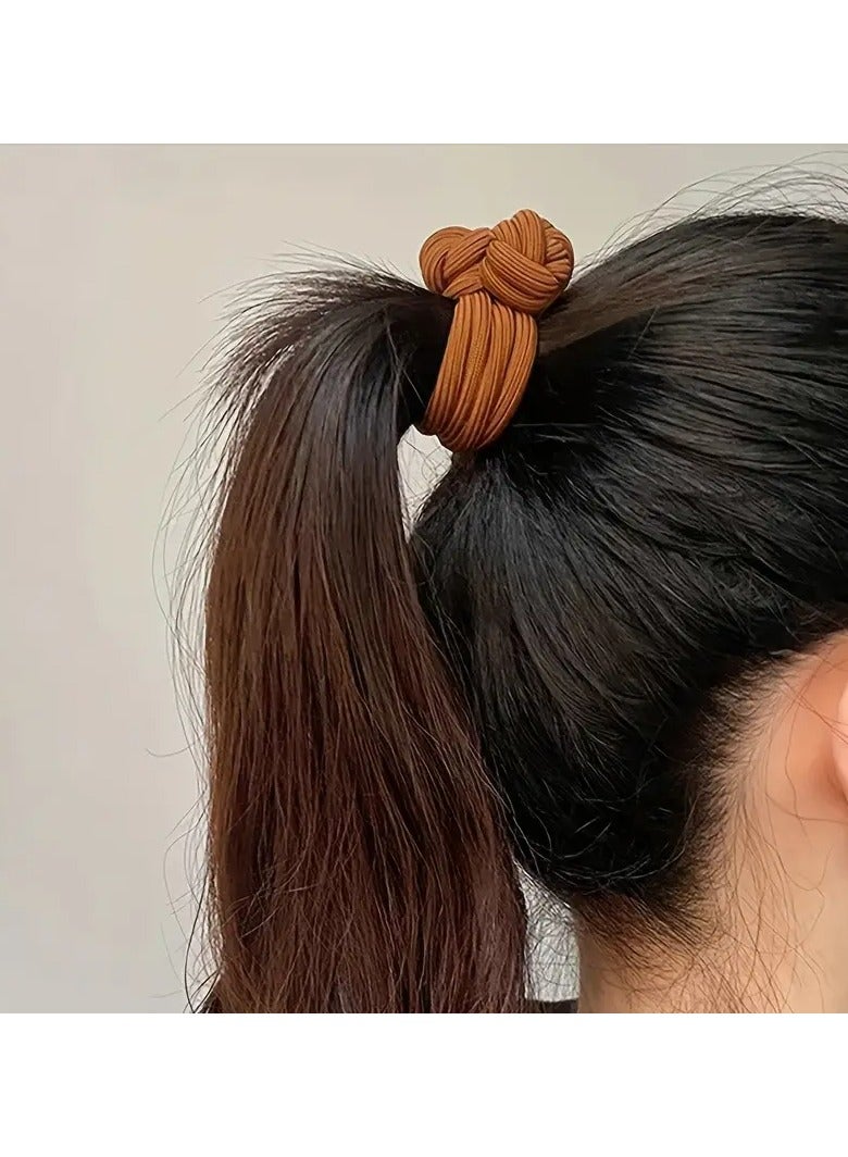 Goolsky 3pcs Solid Color Knotted Hair Tie Hair Rope Ponytail Holder Hair Accessories For Female - Image 4