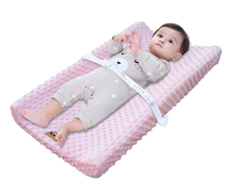 BlueSnail Ultra Soft Minky Dot Changing Pad Cover 2 Pack (Gray+Pink, 2 Pack) - Image 5