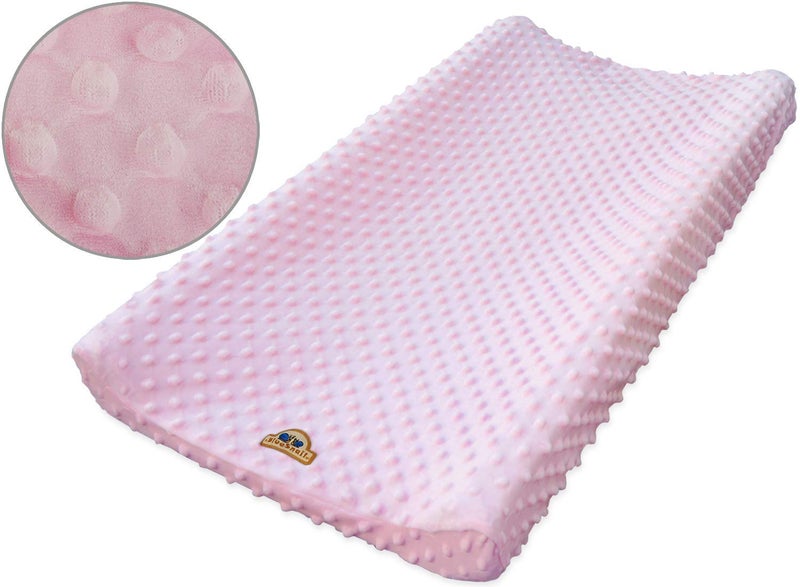 BlueSnail Ultra Soft Minky Dot Changing Pad Cover 2 Pack (Gray+Pink, 2 Pack) - Image 2