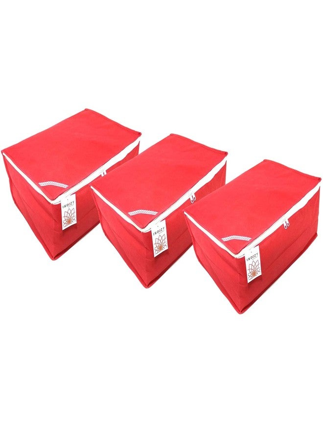 INDOZY Non Woven Saree Cover/Saree Bag/Storage Bag Set 90 GSM Fabric (SC-RPBC-3) - Image 1