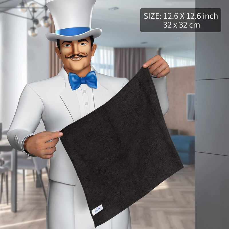 Mr Siga MR.SIGA Microfiber Cleaning Cloths - Pack of 12, All-Purpose Towels, Black, 32 x 32 cm - Image 2