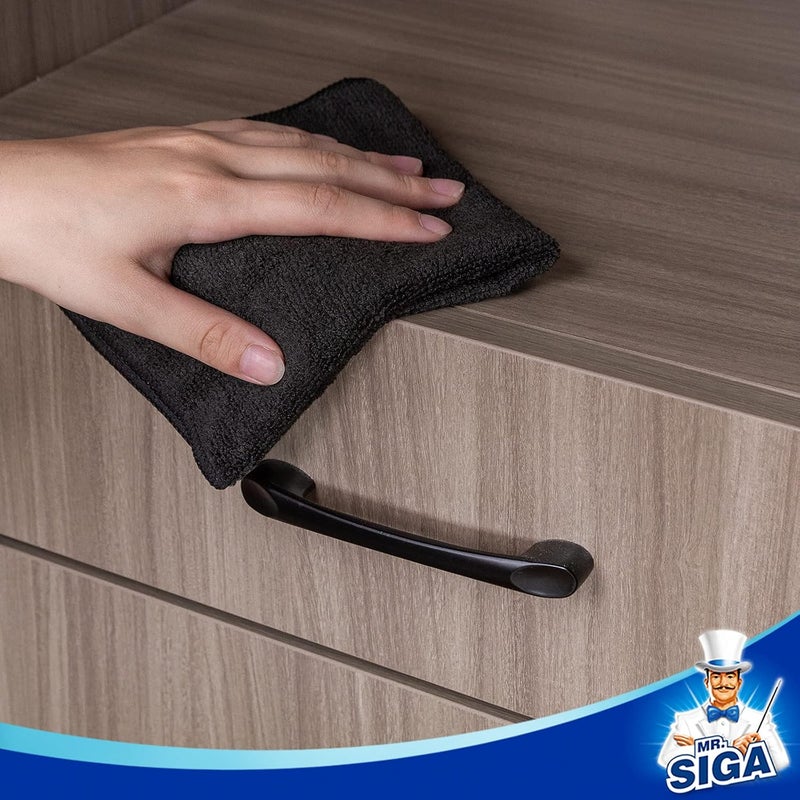 Mr Siga MR.SIGA Microfiber Cleaning Cloths - Pack of 12, All-Purpose Towels, Black, 32 x 32 cm - Image 5