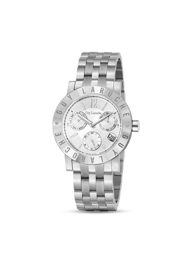 Guy Laroche Alex Men's 42mm Multifunction Swiss Watch with Silver Stainless Steel Bracelet  - Image 1