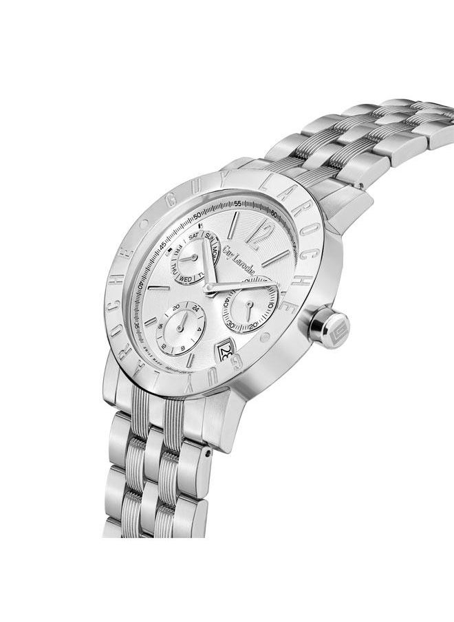 Guy Laroche Alex Men's 42mm Multifunction Swiss Watch with Silver Stainless Steel Bracelet  - Image 2