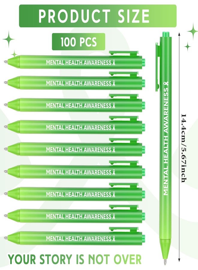 Jetec 100 Pcs Mental Health Awareness Ribbon Pens Bulk Black Ink Retractable Fine Tip Pens with Gradient Color Barrel Ballpoint Pens for Charity Volunteers Activity - Image 2