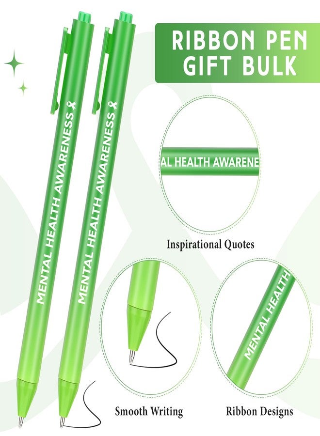 Jetec 100 Pcs Mental Health Awareness Ribbon Pens Bulk Black Ink Retractable Fine Tip Pens with Gradient Color Barrel Ballpoint Pens for Charity Volunteers Activity - Image 3
