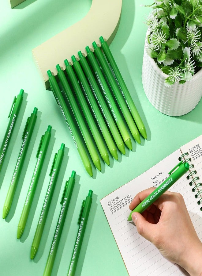 Jetec 100 Pcs Mental Health Awareness Ribbon Pens Bulk Black Ink Retractable Fine Tip Pens with Gradient Color Barrel Ballpoint Pens for Charity Volunteers Activity - Image 5