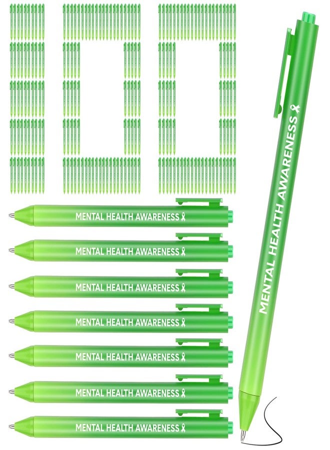 Jetec 100 Pcs Mental Health Awareness Ribbon Pens Bulk Black Ink Retractable Fine Tip Pens with Gradient Color Barrel Ballpoint Pens for Charity Volunteers Activity - Image 1