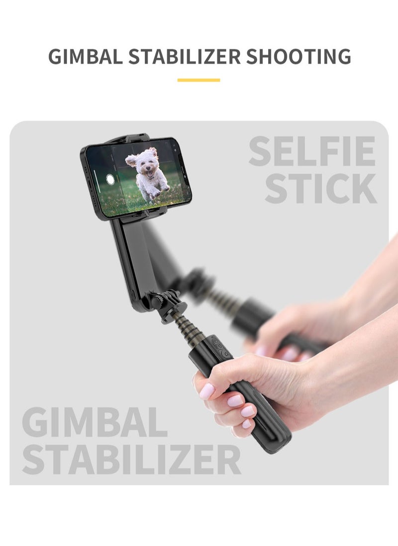 Generic L09 Handheld Gimbal Stabilizer with Bluetooth Selfie Stick and Beauty Ring Light for Vloggers(Black)  - Image 3