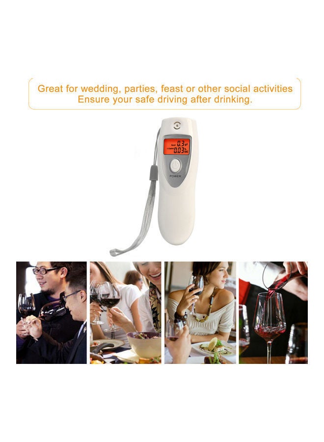 NIBEMINENT Breathalyzer Portable Digital Breath Alcohol Tester White 15.00x2.20x7.70cm - Image 2