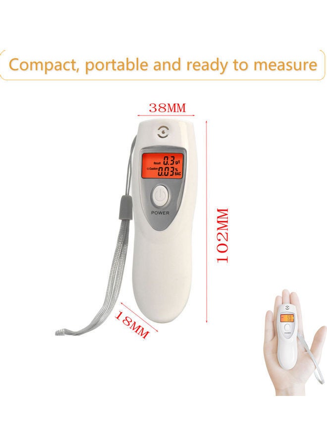 NIBEMINENT Breathalyzer Portable Digital Breath Alcohol Tester White 15.00x2.20x7.70cm - Image 5