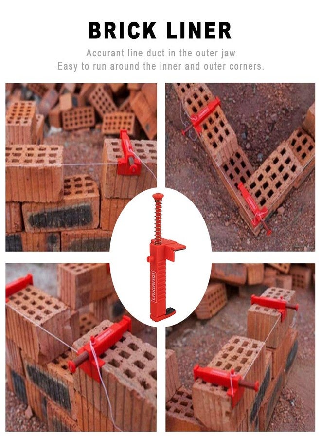 Kadimendium 2PCs Brick Liner Plumber Tools Leveling Measuring Tool Hardware Accessory Red Plastic Bricklaying Tool Fixer for Building Construction(Red bricklaying cable) - Image 2