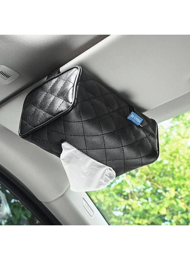 FALMER Leather car tissue holder and holder for hanging on the back of the seat headrest; tissue holder that can be hung on a car sun visor. - Image 5