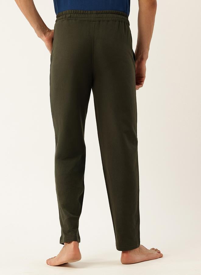 John Players Men Dark Green Cotton Pants with Piping - Image 5