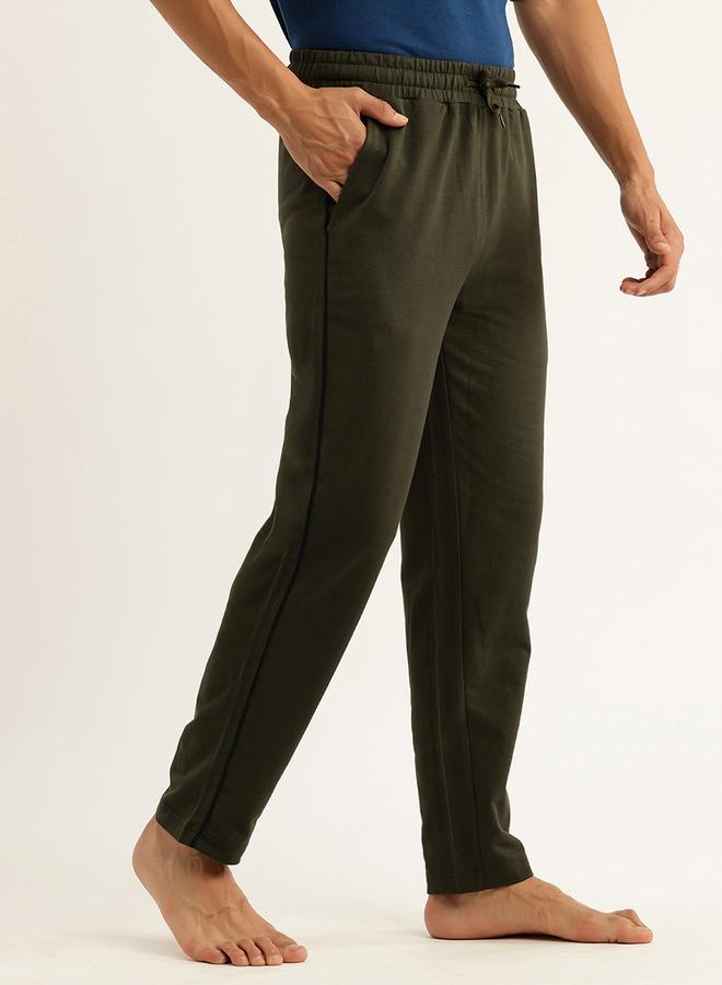John Players Men Dark Green Cotton Pants with Piping - Image 3