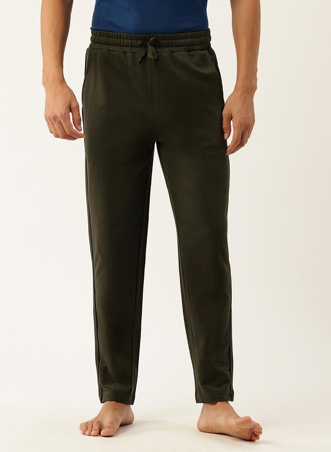 John Players Men Dark Green Cotton Pants with Piping - Image 1