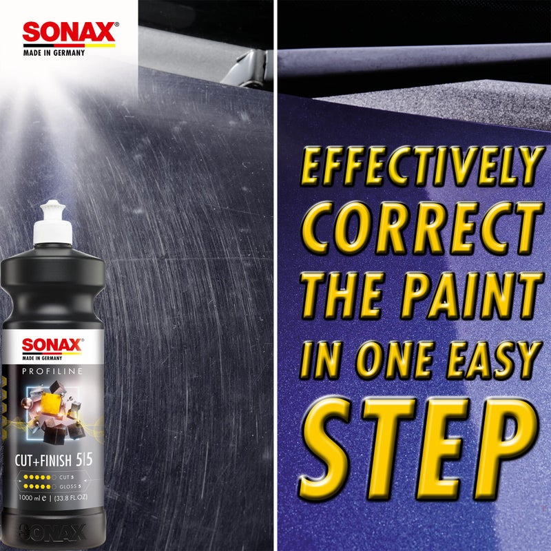 SONAX Cut & Finish 225141 | High Performing Polish/Compound | Rated 5 Cut & 5 Gloss | Removes Paint Defects, P1500 Sanding Marks & Water Spots | Long Work Time & Easy Wipe-Off | Silicone-Free | 250ml - Image 4
