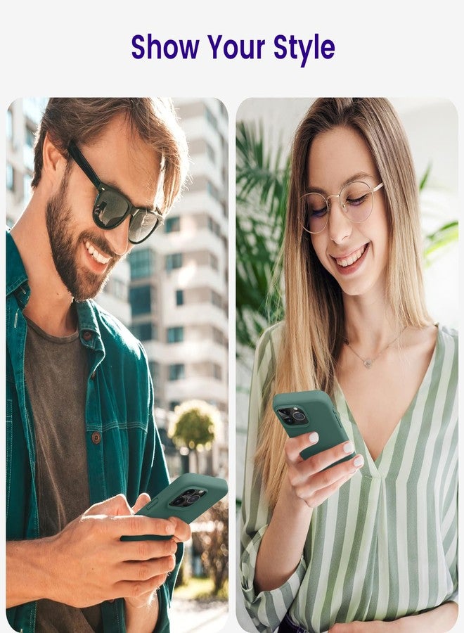 اوتوفلاي جراب OTOFLY متوافق مع هاتف iPhone 15 Pro Max، جراب سيليكون نحيف مقاوم للصدمات لهاتف iPhone 15 Pro Max (6.7 بوصة)، (أخضر صنوبري) - Image 5