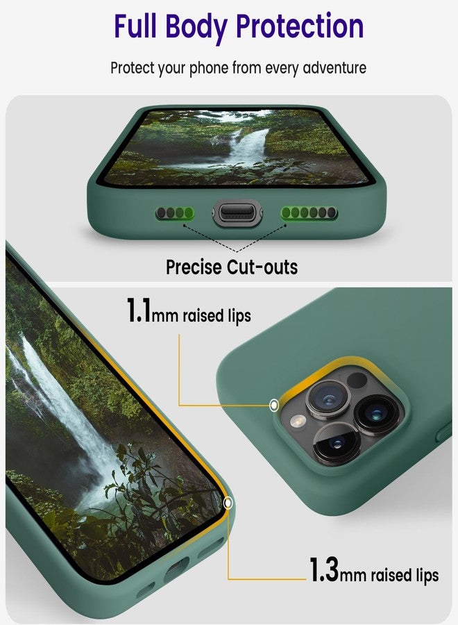 اوتوفلاي جراب OTOFLY متوافق مع هاتف iPhone 15 Pro Max، جراب سيليكون نحيف مقاوم للصدمات لهاتف iPhone 15 Pro Max (6.7 بوصة)، (أخضر صنوبري) - Image 4