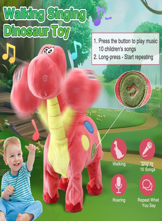 HCdoujoy Pink Dinosaur Toys for Girls Walking Nodding, Roaring, Repeating What You Say, Touch & Button Control Eyes Turn Red Realistic Pet, Toy Gift for Kids Christmas Birthday Easter Toddlers - Image 2