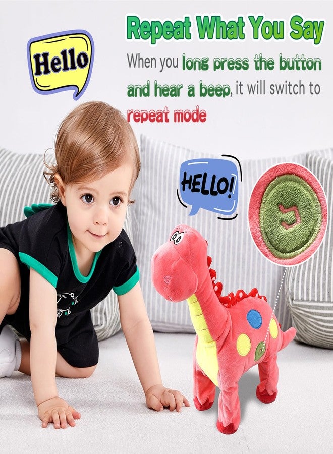 HCdoujoy Pink Dinosaur Toys for Girls Walking Nodding, Roaring, Repeating What You Say, Touch & Button Control Eyes Turn Red Realistic Pet, Toy Gift for Kids Christmas Birthday Easter Toddlers - Image 4
