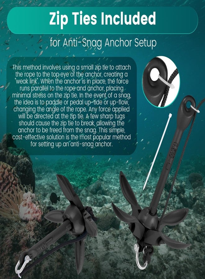 Moclear Kayak Anchor Kit, 1.5 lb Folding Grapnel Boat Anchor for Small Boat, Paddle Board, Canoe, SUP, Jet Ski (Black) - Image 3