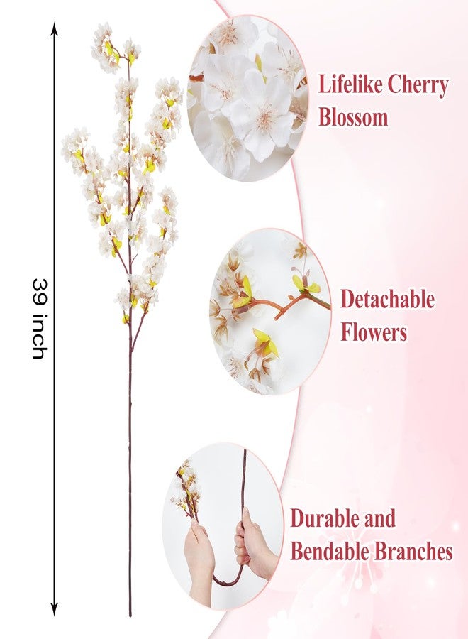 Sunm Boutique Silk Cherry Blossom Branches, Artificial Cherry Blossom Tree Stems Faux Cherry Flowers Vase Arrangements for Wedding Home Decor, Set of 3 - Image 5