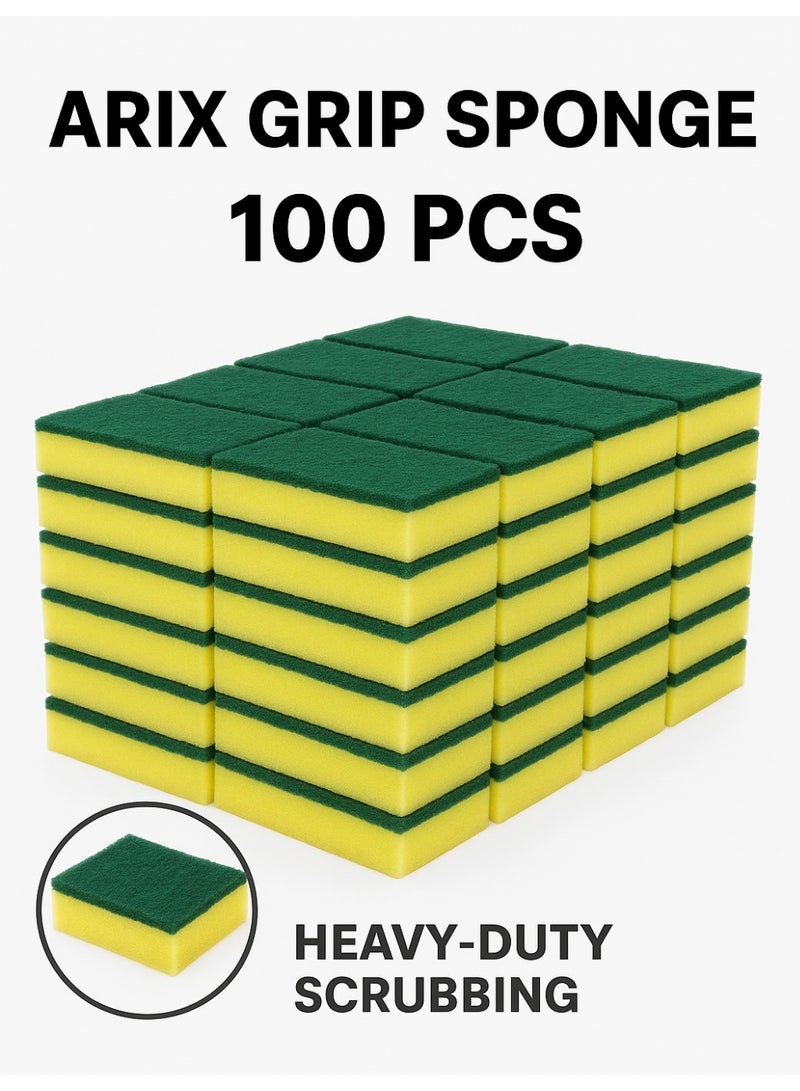 arix إسفنجة أريكس جريب الثقيلة - عبوة ترويجية مكونة من 100 قطعة للتنظيف الصعب - Image 1