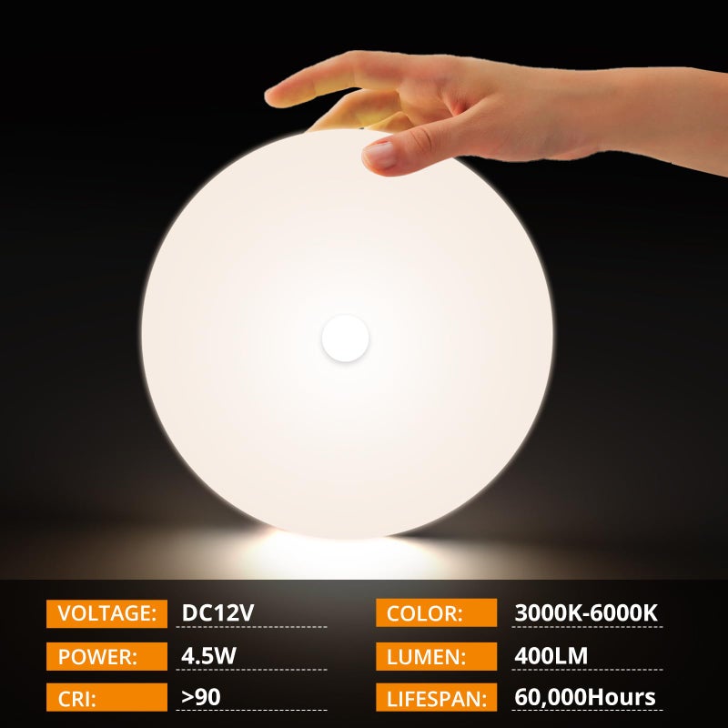 GZV RV Interior Light, 12V RV Led Lights Interior, 4.5 RV Led Ceiling Puck Lights Interior 12V, 3 Color RV Led Lights for Inside/Camper/Trailer/Car (2 Pack, 3000K/4000K/6000K) - Image 3