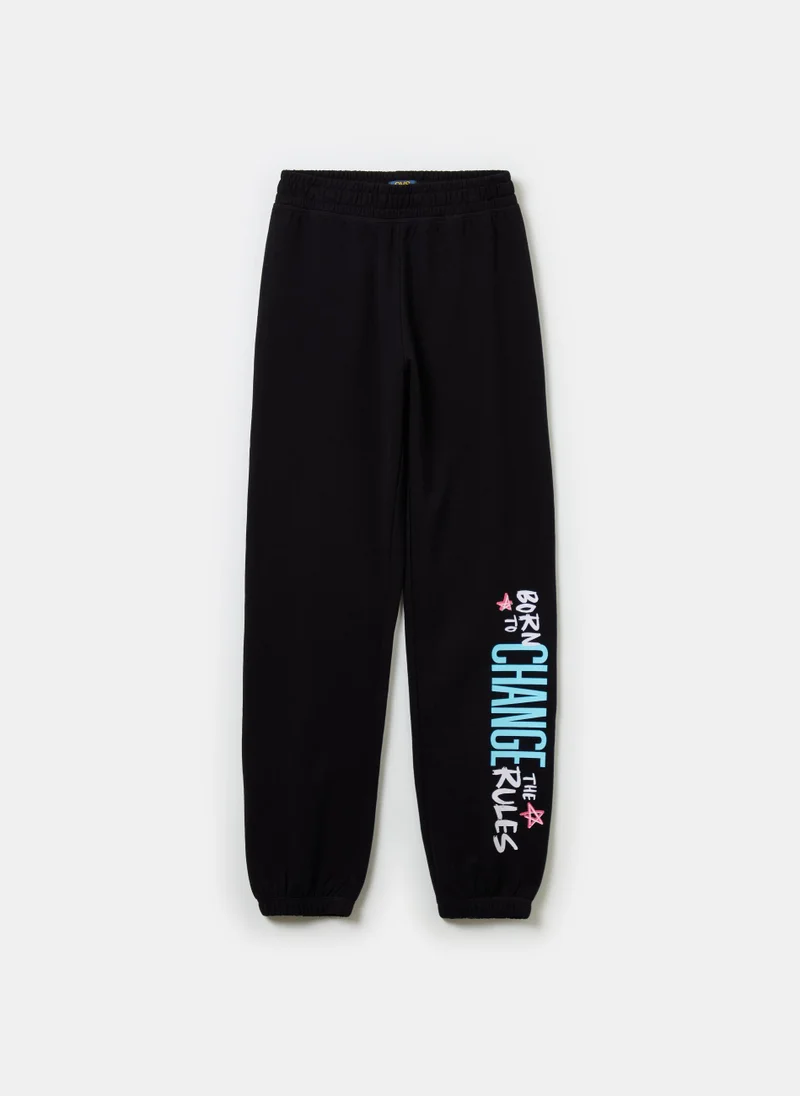 Ovs Joggers in fleece with elasticated edging and print