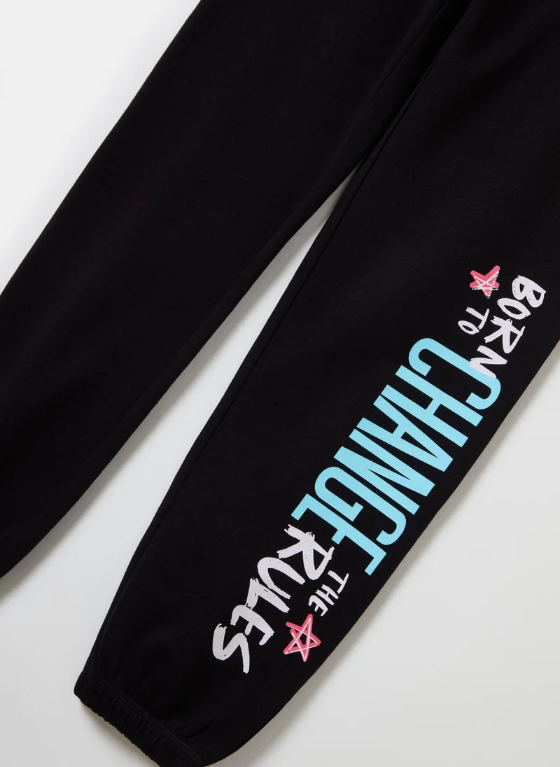 Ovs Joggers in fleece with elasticated edging and print