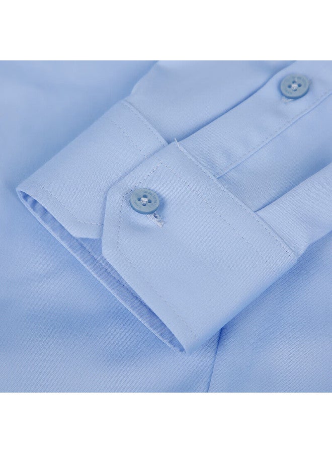Tries Bamboo Fiber Antibacterial Men's Long Sleeve Stretch Business Casual Solid Color Shirt Top - Image 2
